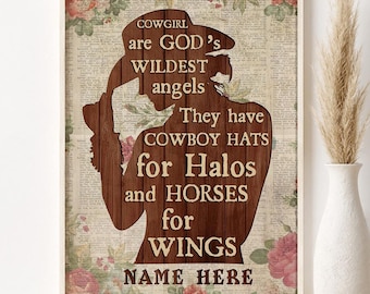 Personalized Cowgirl Inspirational Positive Quotes Poster, Cowgirl Wall Hanging, Cowgirl Room Decor, Custom Gift For Western Cowgirl