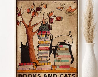 Girl Reading Book With Cat Print, Easily Distracted By Book And Cat Poster, Reading Quote Print, Library Wall Decor, Doodle Literature Print