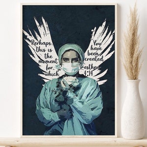 Angel Wings Nurse Poster, Nursing Nurse Art Print, Social Worker Wall Art, Medical Student Gift, Thank You Nurse, Female Nursing Gift Idea