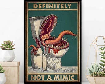 Definitiv not a Mimic Vintage Poster, Mimic Wandkunst, Mimic Poster, witziges Badezimmer Poster, Badezimmer Wanddekoration, Badezimmer Schild