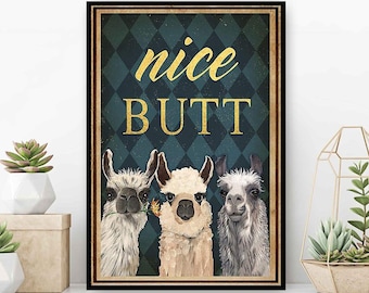 Funny Llama Toilet Poster, Llama Nice Butt Print, Llama In Toilet Decor, Restroom Decoration, Funny Bathroom Wall Art, Farmhouse Decor