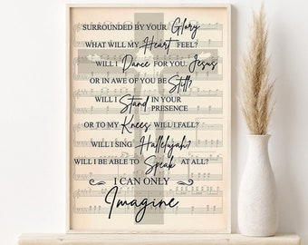 Jesus on Cross Music Sheet Art Print, I Can Only Imagine MercyMe Poster, Music Vintage Poster, Music Retro Print, Music Wall Hanging