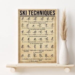 Poster des techniques de ski, poster des connaissances du skieur, art mural pour skieur, idée cadeau pour amateur de ski, cadeau pour amateur de ski, signe des connaissances en ski