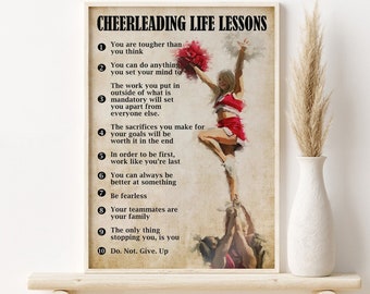 Cheerleader Life Lessons Poster, Cheerleader Wandbehang, Cheer Freund Geschenk, Cheer Team Druck, Cheerleader Typografie, Cheer Squad Geschenk