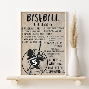 Personalized Baseball Life Lessons Poster, Baseball Wall Hanging, Baseball Boy Room Decor, Gift For Baseball Player, Custom Baseball Gift
