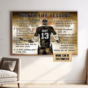 Personalized Hockey Life Lessons Poster, Hockey Wall Hanging, Hockey Boy Room Decor, Gift For Hockey Player, Custom Hockey Player Gift