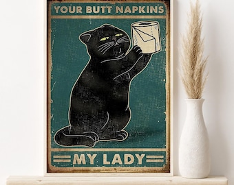 Targa in metallo vintage con scritta I Do What I Want Black Cat, in