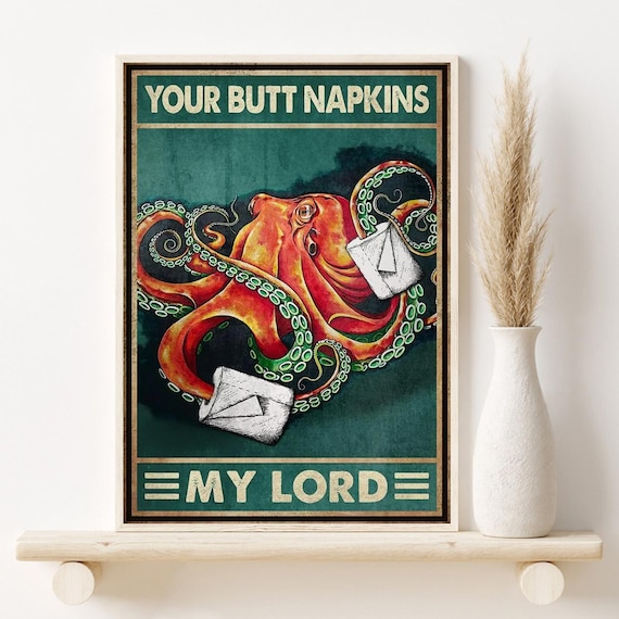 Vintage Tierposter – Lustiger Retro-Druck „Your Butt Servietten My Lord“ – 20,3 X 25,4 Cm