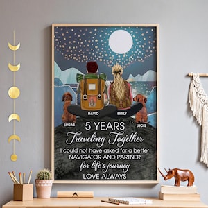 Personalized Hiking Couple Wall Art, Together That Is Home Unframed Poster, Nature Adventure Gift for Camper,Mountain Camping Gift for Hiker