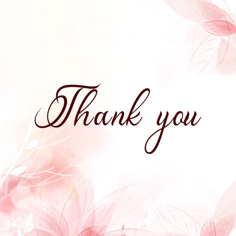 K&ouml;nnte beinhalten: Ein wei&szlig;er Hintergrund mit einem zarten rosa Blumenmuster und dem Text "Danke" in dunkelroter Kursivschrift.