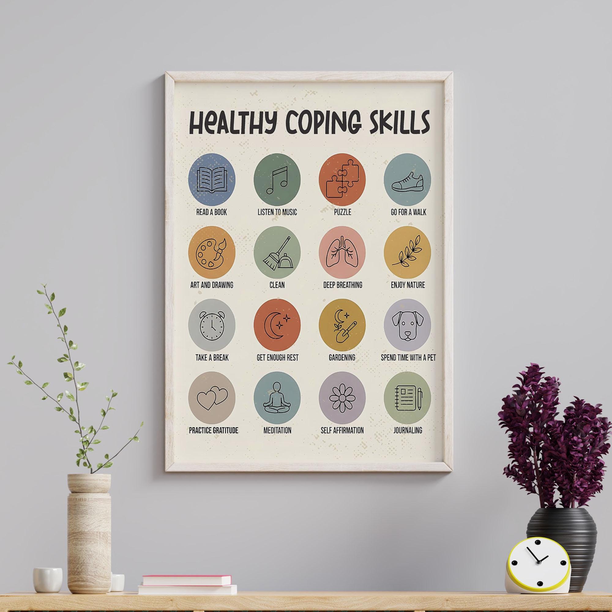 Healthy Coping Skills Chart Print, Mental Health Growth Mindset Poster ...