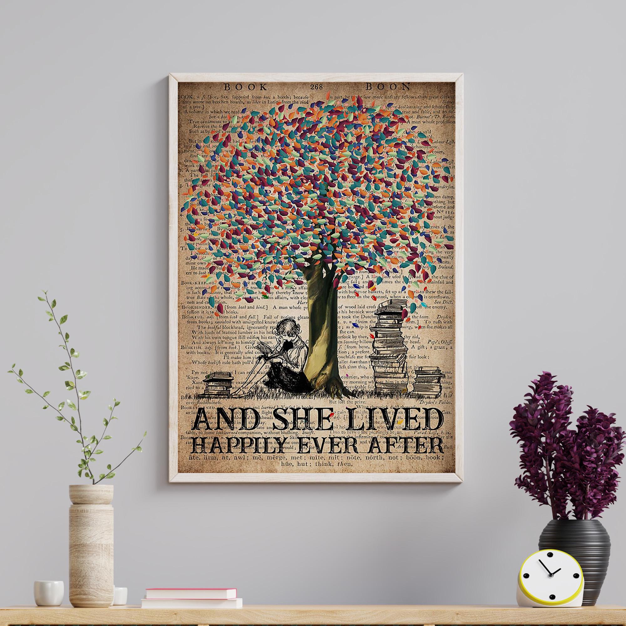 Girl Reading Book Print, and She Lived Happily Ever After Poster ...