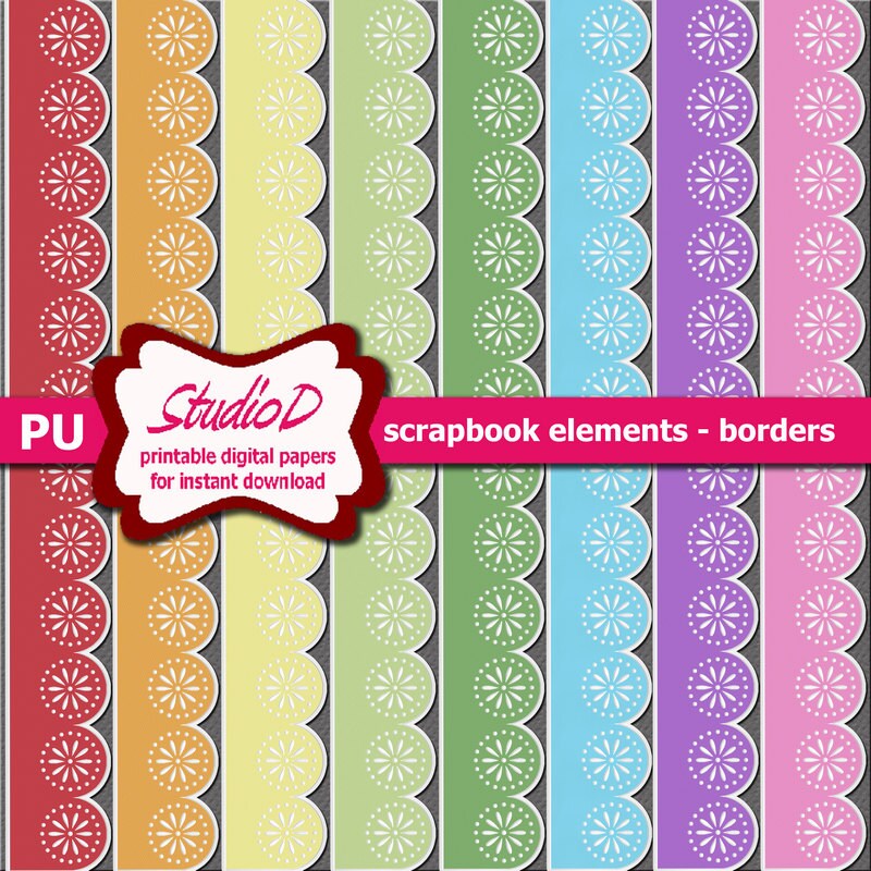 Pastel borders rainbow sticker borders digital scrapbook Etsy