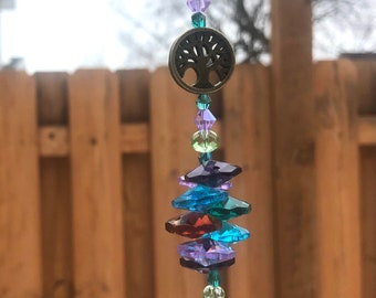 Leaves Tree of Life crystal prism suncatcher