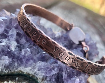 Celebrate the people you love -PPPP Horizon copper and rose quartz bracelet