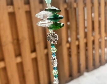 Shamrock crystal prism suncatcher