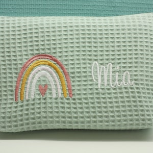 Toiletry bag rainbow personalized with name green