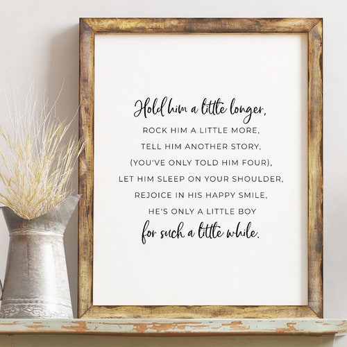 Hold Him A Little Longer Nursery Print Boys Room Decor Baby - Etsy