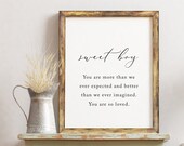 Boy Nursery Sign, Sweet Boy You are more than we ever expected Nursery Wall Art Printable, Baby Shower Gift, Kid Room Decor, Sweet Boy Sign