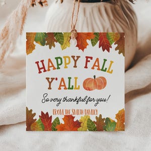 Happy Fall Y&#39;all Gift Tag, So Very Thankful For You, Thanksgiving Pumpkin Favor Tag, Autumn Teacher Nurse Employee Appreciation TG2