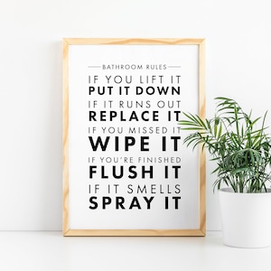 Bathroom Rules Sign, Modern Bathroom Decor, Flush The Toilet, Funny Bathroom Quotes, Toilet Rules, Kids Bathroom Signs, Bathroom Printable
