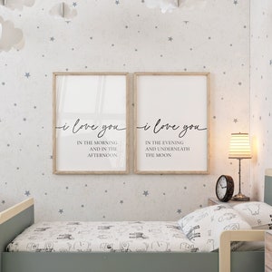 I Love You In The Morning And In The Afternoon Nursery Sign, Set Of 2 Prints, Kids Room Decor, Modern Baby Bedroom Art, Love Quotes
