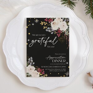 Holiday Appreciation Dinner Invitation, Grateful For You Teacher Staff End Of Year Company Party, Christmas Customer Client Thank You WT1