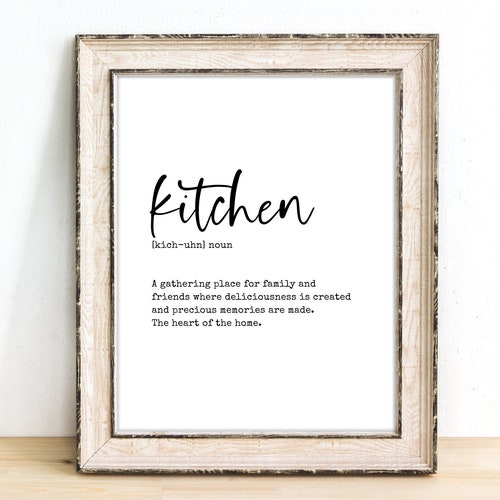 Inspirational Home Decor Kitchen Definition Meaning Quote Wall Art Print Poster 