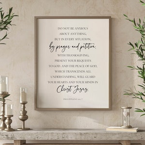 Philippians 4: 6 Do Not Be Anxious About Anything Bible Verse Wall Art, Scripture Sign, Christian Gifts, Inspirational Quote Printable