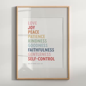 Fruit Of The Spirit Nursery Bible Verse Wall Art, Galatians 5:22-23 Love Joy Peace Rainbow Christian Scripture Sign, Children Room Decor EL2