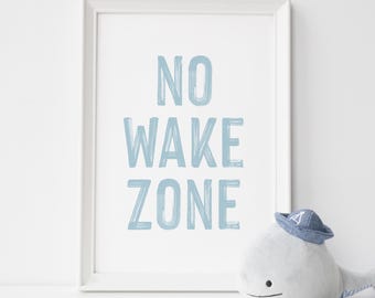 No Wake Zone Print, Surf Nursery Decor Printable, Surfing Poster, Beachy Decor, Nautical Ocean Waves Print, Coastal Kids Room Decor