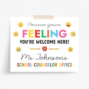 School Counselor Office Personalized Welcome Sign, Child Counselor Door Sign, Therapist Office Door Hanger, Psychologist Office Decor