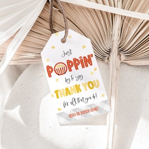 Popcorn Gift Tag Editable, Popping By To Say Thank You, Teacher Volunteer Appreciation, Popcorn Thank You Tags, Coworker Snack Tags