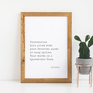 Custom Quote Print, Printable Wall Art, Customized Quote Poster, Typewriter Font, Custom Song Lyrics Printable, Minimalist Art Print
