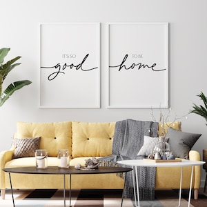 It's So Good To Be Home Sign, Set Of 2 Inspirational Wall Arts, Living Room Decor, Above Bed Decor, Over The Couch Art, Modern Wall Art