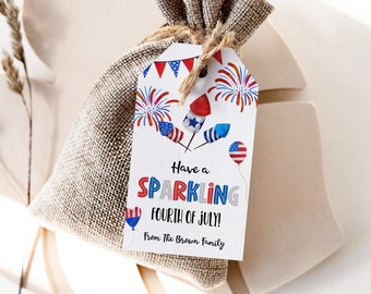 July 4th Patriotic Party Gift Tag, Have A Sparkling Fourth Of July Favor Tag, Happy Independence Day Firecracker Thank You Appreciation JL4