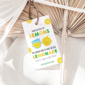 Lemon Gift Tag, When Life Gives You Lemons Editable Thank You Tag, Lemonade Teacher Appreciation, Thank You Nurse Volunteer Coworker