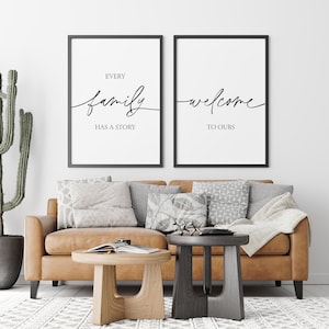 Every Family Has A Story Welcome To Ours Entryway Decor, Above Couch Signs, Posters For Living Room, Family Welcome Sign, Printable Wall Art