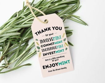 Volunteer Appreciation Gift Tags, Editable Mint Favor Tag, Thank You Gifts Printable, Volunteer Mint Labels, Staff Appreciation Gifts
