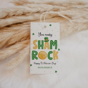Etiqueta de presente de trevo do dia de São Patrício, etiqueta de agradecimento You Real Sham-Rock, presente de agradecimento a funcionários de enfermagem e professores, etiqueta de trevo