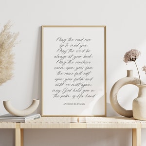 Irish Blessing Wall Art, May The Road Rise Up To Meet You Sign, Inspirational Quotes, Wedding Gifts, Modern Minimalist, Living Room Decor
