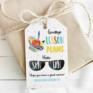 Auf Wiedersehen Unterrichtspläne Hello Suntan Geschenkanhänger, Ende des Schuljahres Lehrer Wertschätzung Geschenkanhänger, Sommerpause Dankeschön Anhänger, Schule PTO PTA