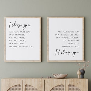I Choose You Printable Wall Art, Set of 2 Bedroom Decor And I&#39;d Choose You, Love Couple Art, Wedding Decor, Romantic Sign, Anniversary Gift