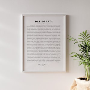 Desiderata Print, Max Ehrmann Poem Poster, Literary Quote Print, Desiderata Poetry Motivational Wall Art, Literature Gift, Office Decor