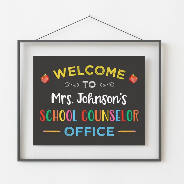 School Counselor Door Sign, Editable Child Psychologist Welcome Sign, Custom Therapist Office Door Hanger, Guidance Counselor Office Decor