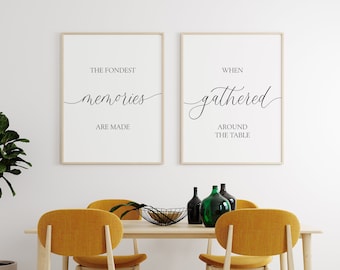 The Fondest Memories Are Made When Gathered Around The Table Dining Room Wall Arts, Modern Farmhouse Kitchen Decor, Gather Sign Printable