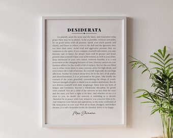 Impression Desiderata, affiche poème de Max Ehrmann, impression citation littéraire, oeuvre d'art murale motivante poésie Desiderata, cadeau littérature, décoration de bureau