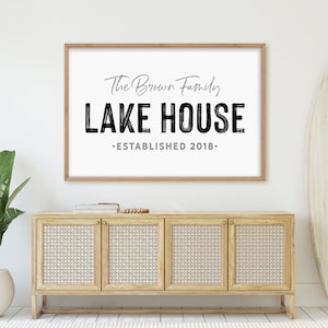 Custom Lake House Sign, Personalized Lake Life Family Established Poster, Beach House River House, Welcome Sign, Family Name Sign Printable