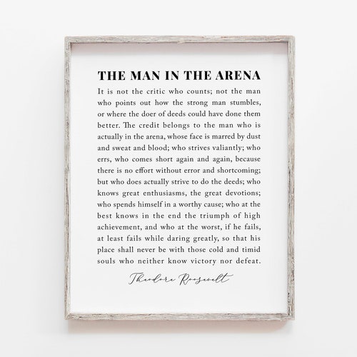 Printable Art the Man in the Arena Quote Print Theodore - Etsy