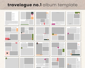 Travel Album Templates, Photobook Templates, Digital Scrapbooking, 12*12 Premade Album, Travelogue, Baby Family Handmade Album, Photoshop